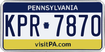 PA license plate KPR7870