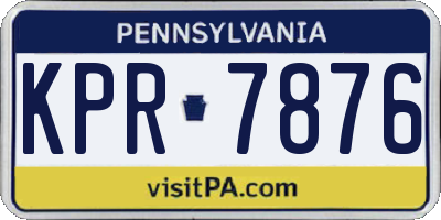 PA license plate KPR7876