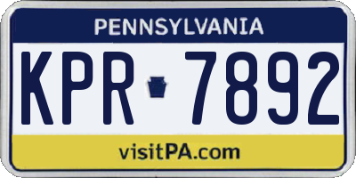 PA license plate KPR7892