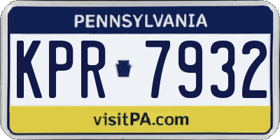 PA license plate KPR7932