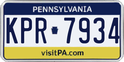 PA license plate KPR7934