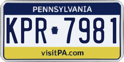 PA license plate KPR7981