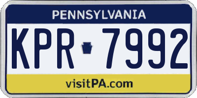 PA license plate KPR7992