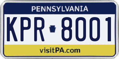PA license plate KPR8001