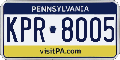 PA license plate KPR8005