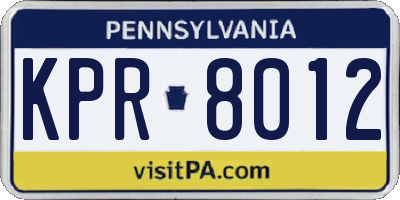 PA license plate KPR8012