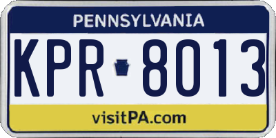 PA license plate KPR8013