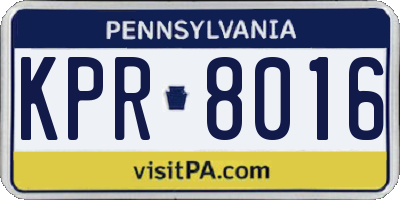 PA license plate KPR8016