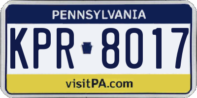 PA license plate KPR8017