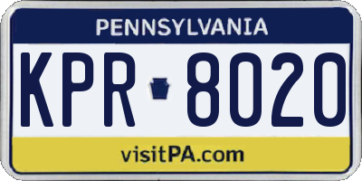 PA license plate KPR8020