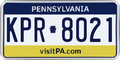 PA license plate KPR8021