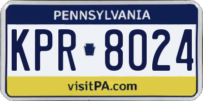 PA license plate KPR8024