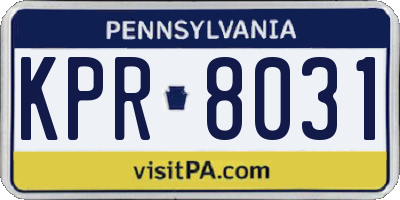 PA license plate KPR8031