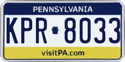 PA license plate KPR8033
