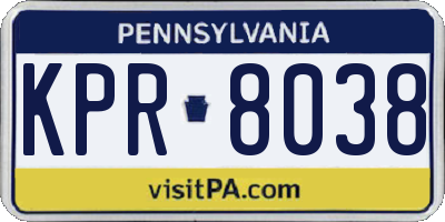 PA license plate KPR8038