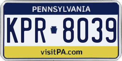 PA license plate KPR8039
