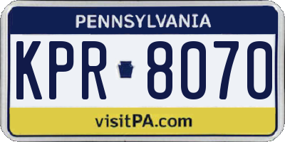PA license plate KPR8070