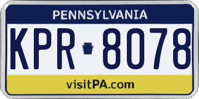 PA license plate KPR8078