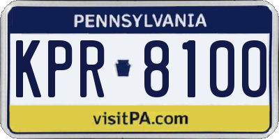 PA license plate KPR8100