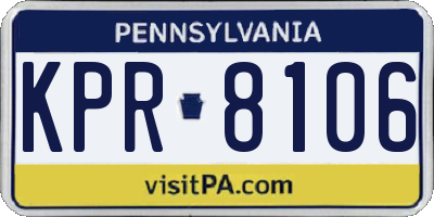PA license plate KPR8106