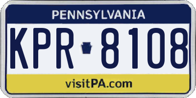 PA license plate KPR8108