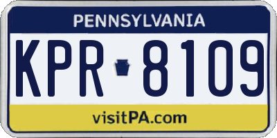 PA license plate KPR8109