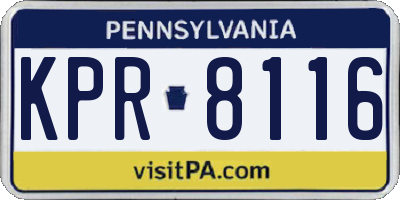 PA license plate KPR8116