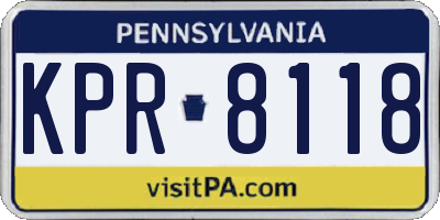 PA license plate KPR8118