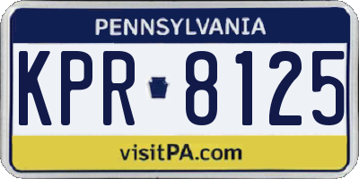 PA license plate KPR8125