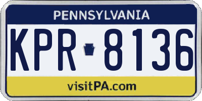 PA license plate KPR8136