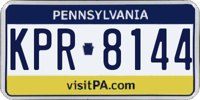 PA license plate KPR8144