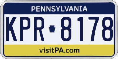 PA license plate KPR8178
