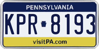 PA license plate KPR8193