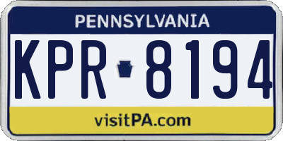 PA license plate KPR8194