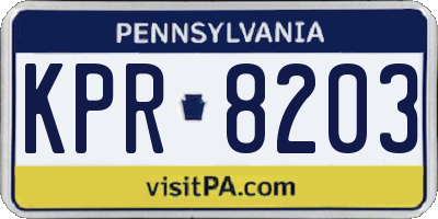 PA license plate KPR8203