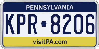 PA license plate KPR8206