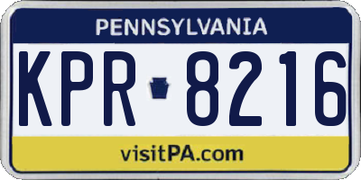 PA license plate KPR8216