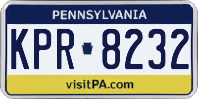 PA license plate KPR8232