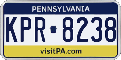 PA license plate KPR8238