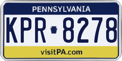 PA license plate KPR8278