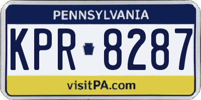 PA license plate KPR8287