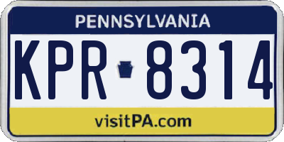 PA license plate KPR8314