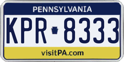 PA license plate KPR8333