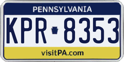 PA license plate KPR8353
