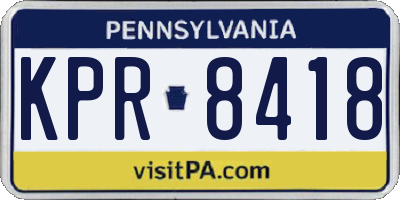 PA license plate KPR8418
