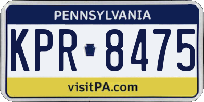 PA license plate KPR8475