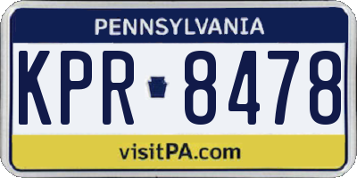 PA license plate KPR8478