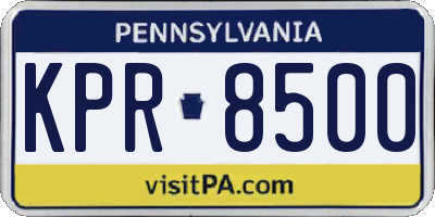 PA license plate KPR8500