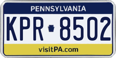 PA license plate KPR8502