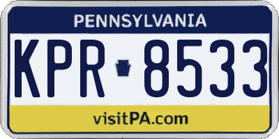 PA license plate KPR8533